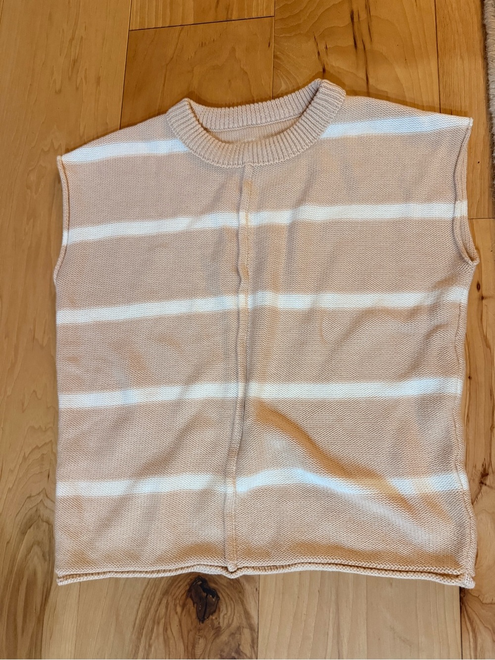 Women’s Blush & White Striped Knit Sweater Vest, size small